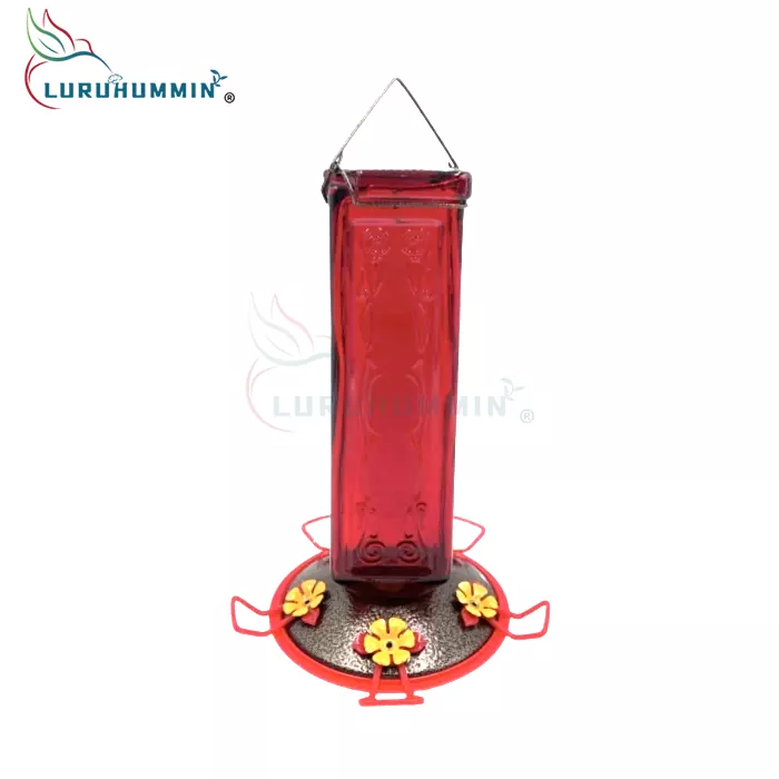 What are the features of Blowed Glass Bird Feeders?